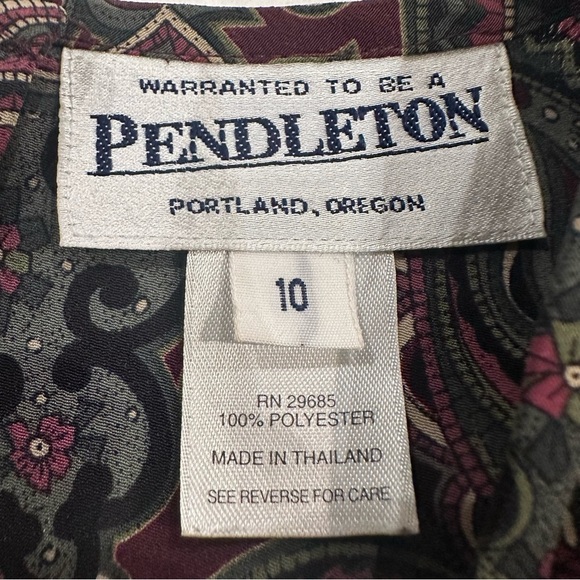 Vintage Pendleton Womens Multicolor Paisley Blouse Top Sz 10 Modest Granny Core - Picture 4 of 10